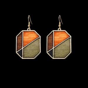 👄 NATURAL WOOD BOHEMIAN DANGLE EARRINGS‎